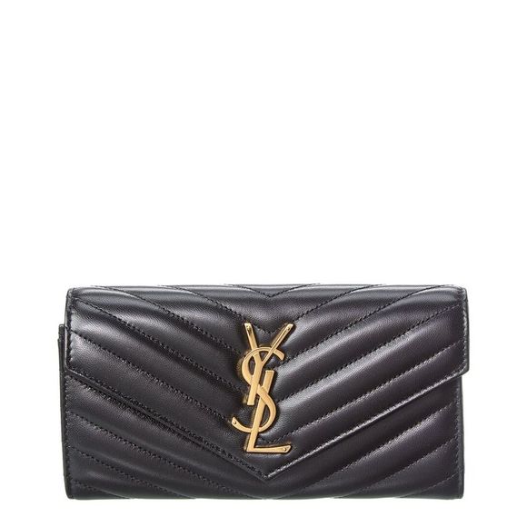 Saint Laurent Cassandre Matelasse Leather Wallet, Black - Picture 1 of 5